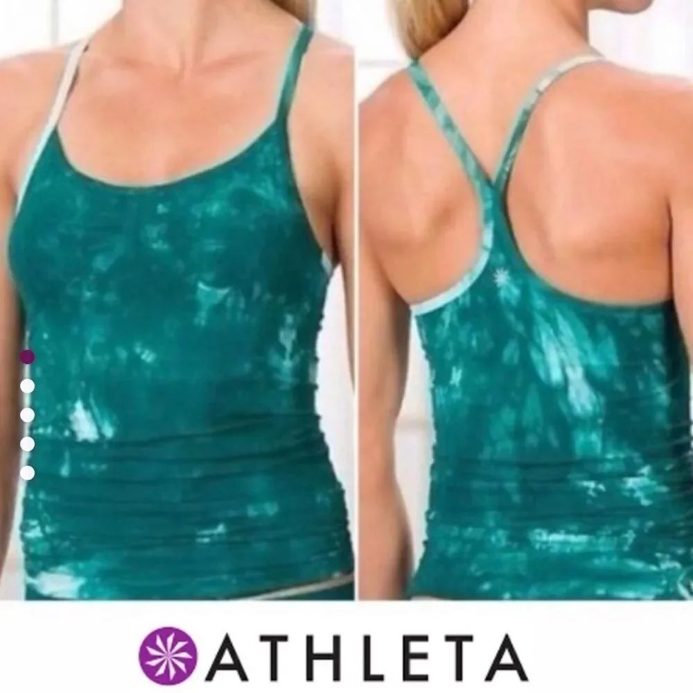 Athleta Seamless Tie-Dye Green Tank Built in Bra